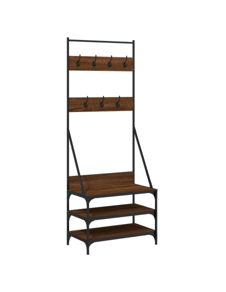 Appendiabiti con Porta Scarpe Rovere Marrone 70x40x184 cm