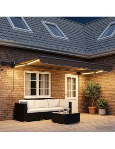 Tenda retrattile manuale con LED Tortora