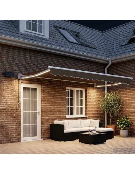 Tenda retrattile manuale con LED Tortora