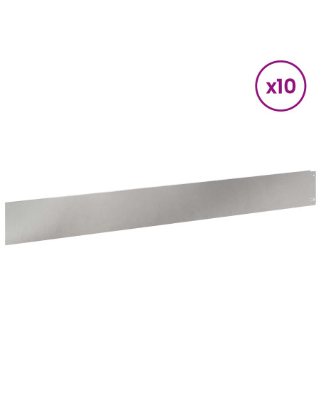 Bordura per Prato 10 pcs 100 x 12 cm Acciaio Argento