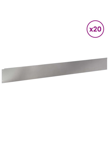 Bordura per Prato 20 pcs 100 x 12 cm Acciaio Argento