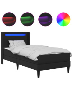 Struttura del letto con strisce LED Nero 90 x 190 cm Similpelle 2