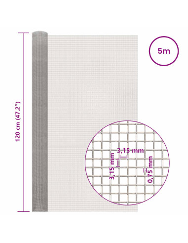 Rete per schermatura 120 x 500 cm 6 Mesh Argento