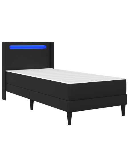 Struttura del letto con strisce LED Nero 90 x 190 cm Similpelle