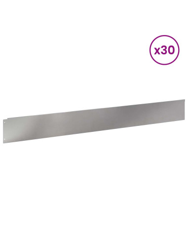 Bordura per Prato 30 pcs 100 x 12 cm Acciaio Argento