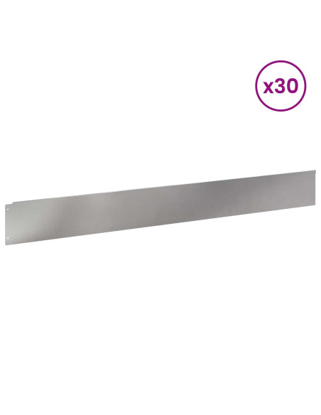Bordura per Prato 30 pcs 100 x 12 cm Acciaio Argento