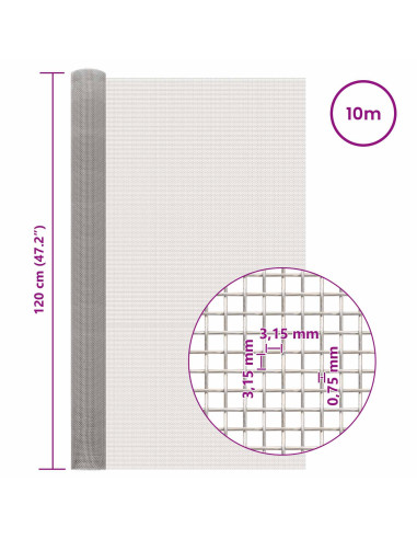 Rete per schermatura 120 x 1000 cm 6 Mesh Argento