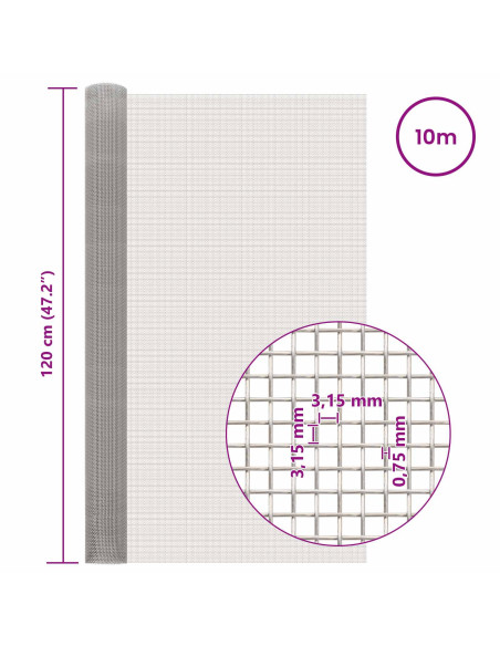 Rete per schermatura 120 x 1000 cm 6 Mesh Argento