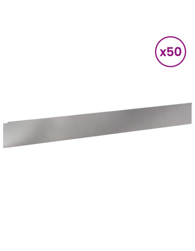 Bordura per Prato 50 pcs 100 x 12 cm Acciaio Argento