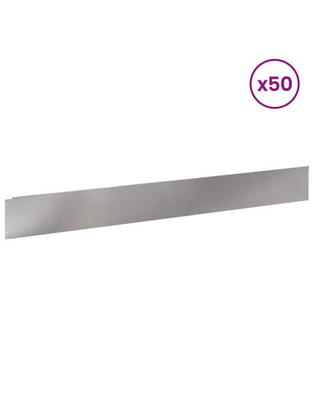 Bordura per Prato 50 pcs 100 x 12 cm Acciaio Argento