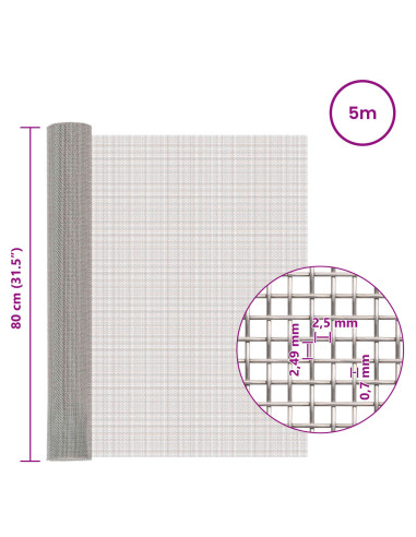 Rete per schermatura 80 x 500 cm 8 Mesh Argento