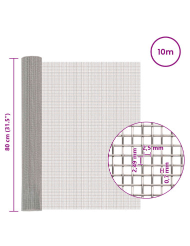 Rete per schermatura 80 x 1000 cm 8 Mesh Argento