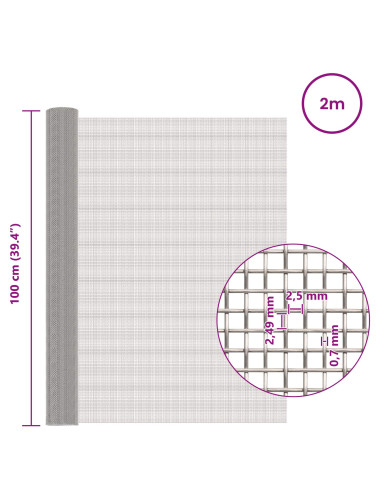 Rete per schermatura 100 x 200 cm 8 Mesh Argento