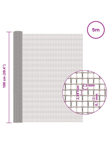 Rete per schermatura 100 x 500 cm 8 Mesh Argento