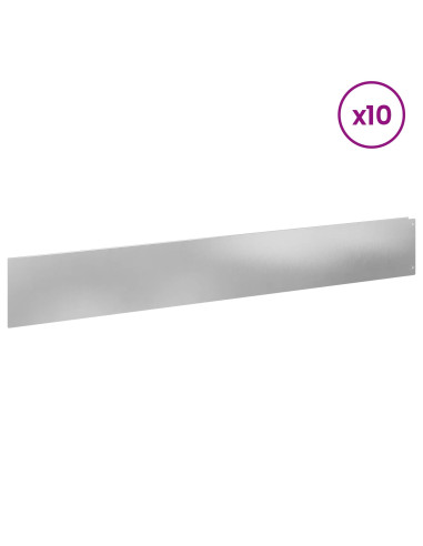 Bordura per Prato 10 pcs 100 x 15 cm Acciaio Argento