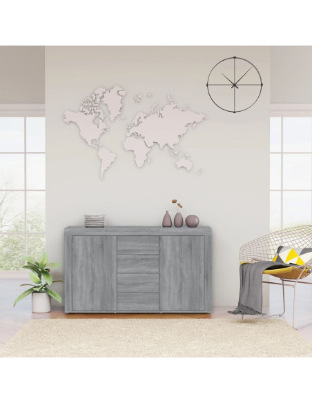 Credenza Grigio Sonoma 120x36x69 cm in Legno Multistrato