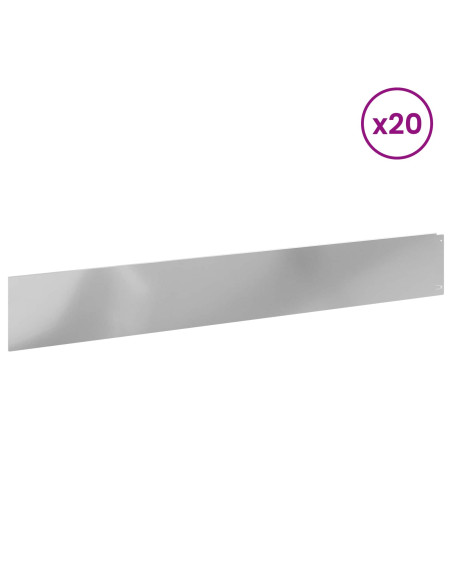 Bordura per Prato 20 pcs 100 x 15 cm Acciaio Argento
