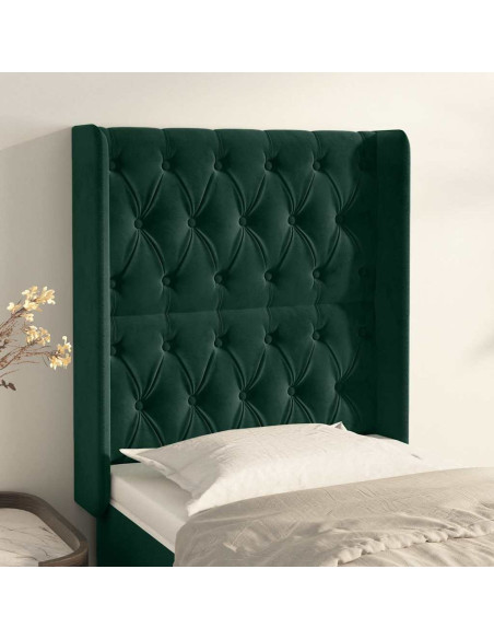 Testiera ad Orecchio Verde Scuro 83x16x118/128 cm in Velluto