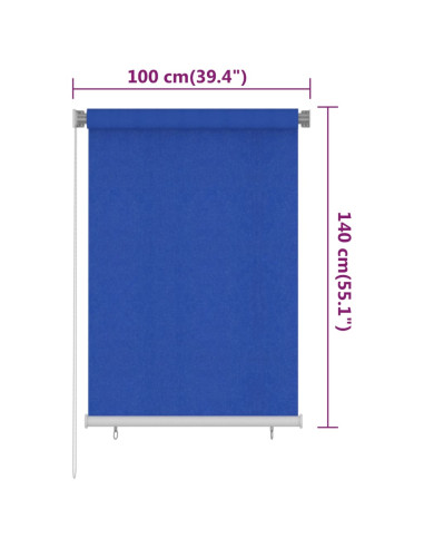 Tenda a Rullo per Esterni 100x140 cm Blu HDPE