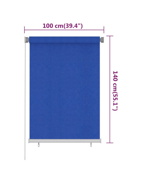 Tenda a Rullo per Esterni 100x140 cm Blu HDPE