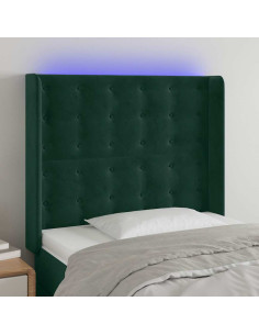 Testiera a LED Verde Scuro 83x16x118/128 cm in Velluto