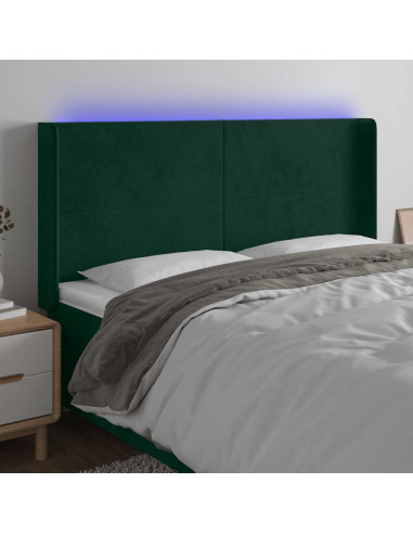 Testiera a LED Verde Scuro 183x16x118/128 cm in Velluto