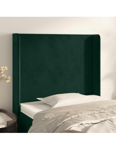 Testiera ad Orecchio Verde Scuro 93x16x118/128 cm in Velluto