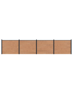 Pannello di Recinzione 4 pcs WPC e Alluminio Marrone