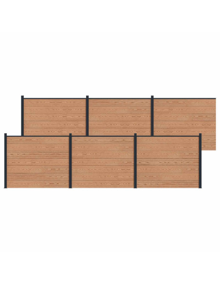 Pannello di Recinzione 6 pcs WPC e Alluminio Marrone