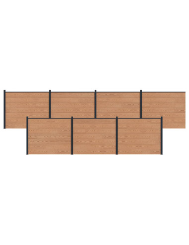 Pannello di Recinzione 7 pcs WPC e Alluminio Marrone