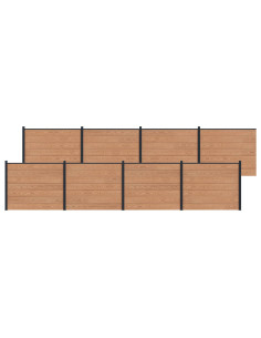 Pannello di Recinzione 8 pcs WPC e Alluminio Marrone
