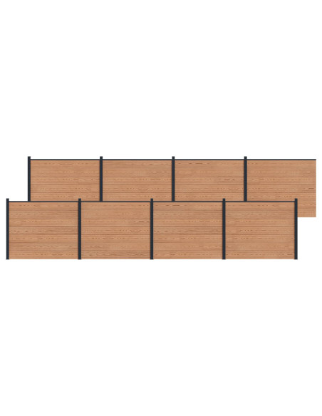 Pannello di Recinzione 8 pcs WPC e Alluminio Marrone