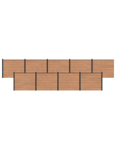 Pannello di Recinzione 9 pcs WPC e Alluminio Marrone
