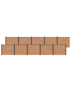 Pannello di Recinzione 10 pcs WPC e Alluminio Marrone