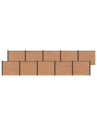 Pannello di Recinzione 10 pcs WPC e Alluminio Marrone