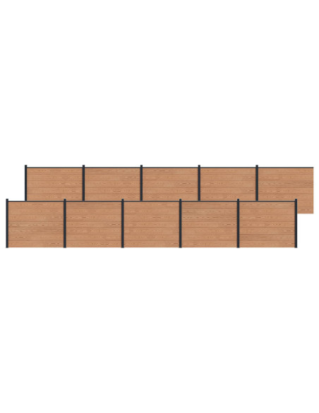 Pannello di Recinzione 10 pcs WPC e Alluminio Marrone