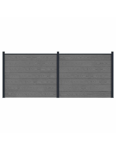 Pannello di Recinzione 2 pcs WPC e Alluminio Grigio