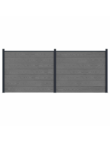 Pannello di Recinzione 2 pcs WPC e Alluminio Grigio