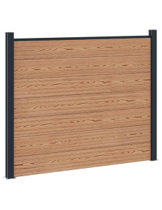 Pannello di Recinzione 4 pcs WPC e Alluminio Marrone 2