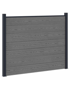 Pannello di Recinzione 2 pcs WPC e Alluminio Grigio 2