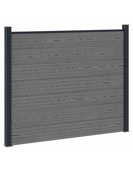 Pannello di Recinzione 2 pcs WPC e Alluminio Grigio