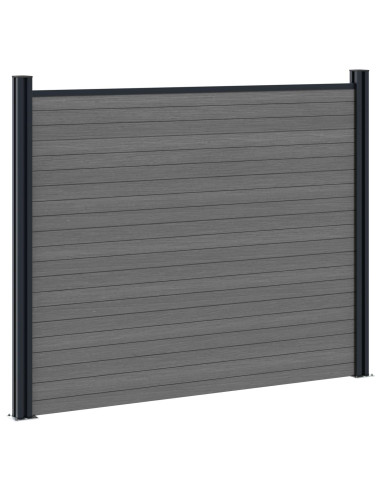 Pannello di Recinzione 2 pcs WPC e Alluminio Grigio