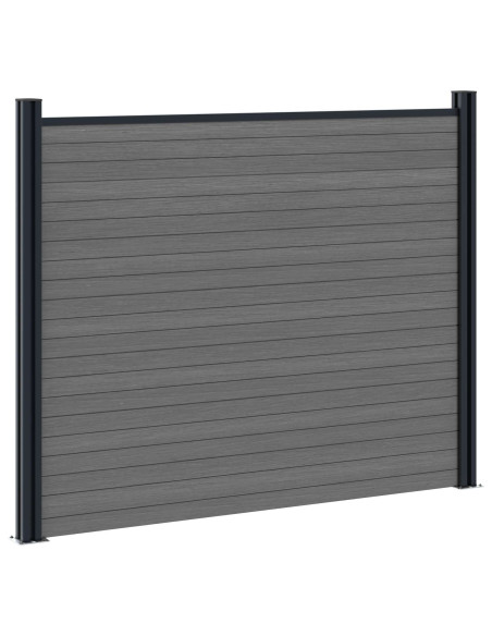 Pannello di Recinzione 2 pcs WPC e Alluminio Grigio