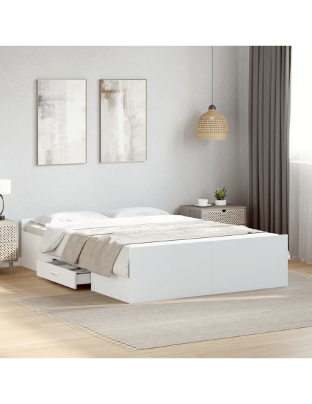 Giroletto con Cassetti Bianco 120x190 cm in Legno Multistrato
