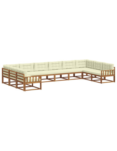 Set di divani da esterno con cuscino 10 pcs Naturale e Crema