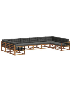 Set di divani da esterno 10 pcs Naturale e Antracite 2