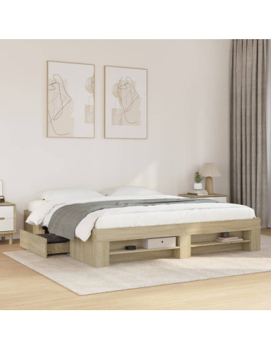 Giroletto senza Materasso Rovere Sonoma 200x200cm in Truciolato