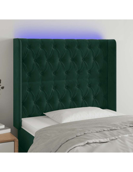 Testiera a LED Verde Scuro 103x16x118/128 cm in Velluto