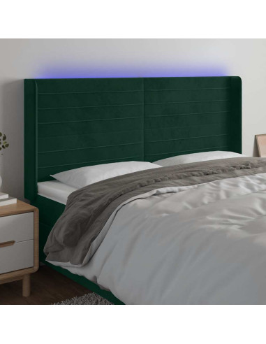 Testiera a LED Verde Scuro 163x16x118/128 cm in Velluto