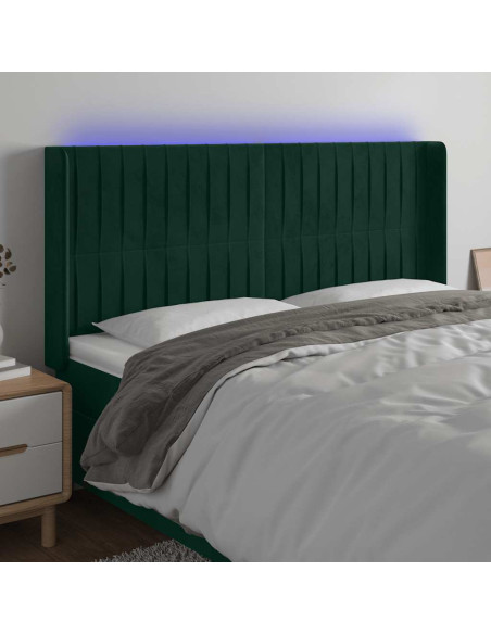 Testiera a LED Verde Scuro 183x16x118/128 cm in Velluto